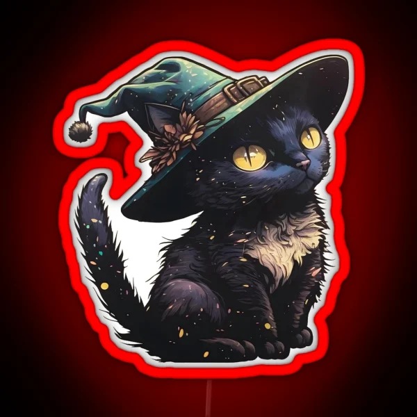 Cute Little Witchy Cat RGB Neon Sign