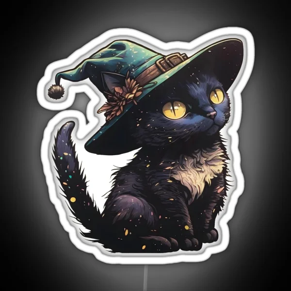 Cute Little Witchy Cat RGB Neon Sign