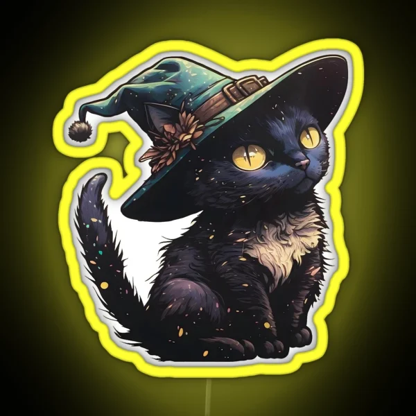 Cute Little Witchy Cat RGB Neon Sign