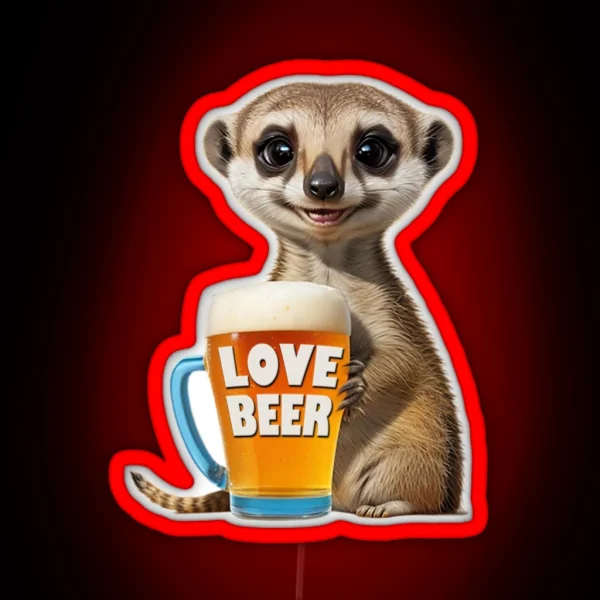 Cute Meerkat With A Beer Mug RGB Neon Sign