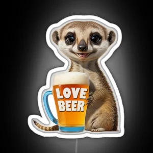 Cute Meerkat With A Beer Mug RGB Neon Sign