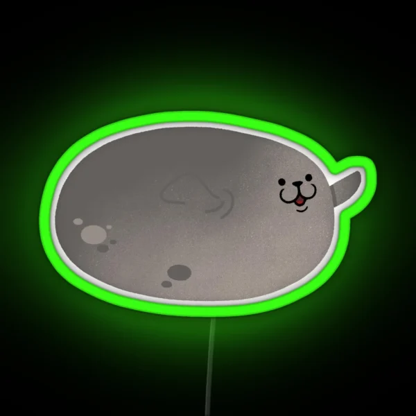 Cute Mochi Seal Round Mochi Down RGB Neon Sign