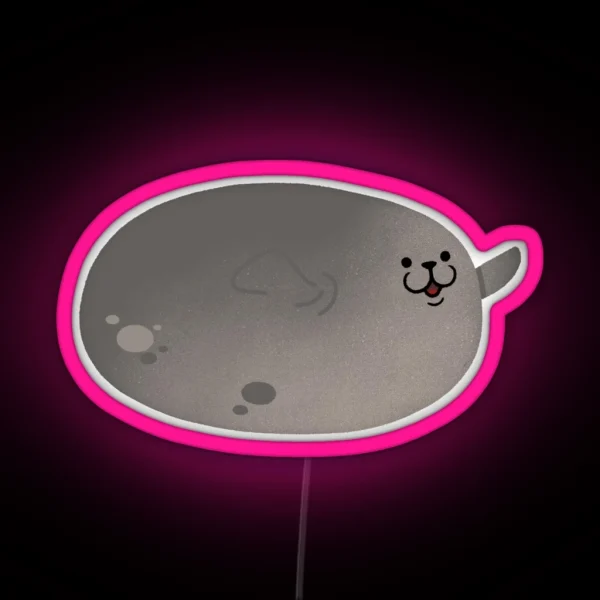 Cute Mochi Seal Round Mochi Down RGB Neon Sign
