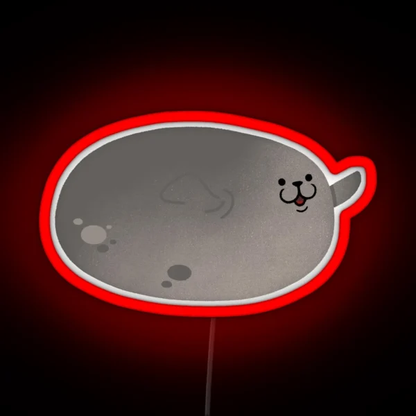Cute Mochi Seal Round Mochi Down RGB Neon Sign