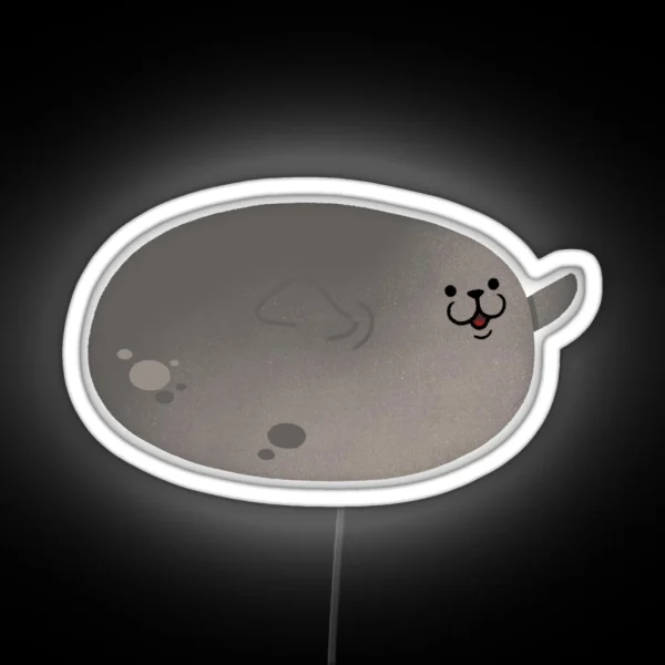 Cute Mochi Seal Round Mochi Down RGB Neon Sign