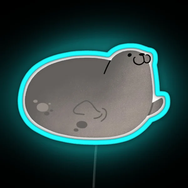 Cute Mochi Seal Round Mochi Up RGB Neon Sign