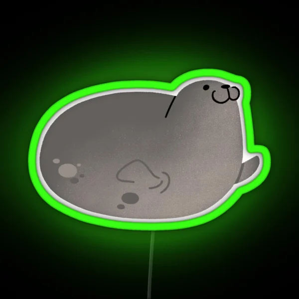 Cute Mochi Seal Round Mochi Up RGB Neon Sign