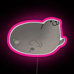 Cute Mochi Seal Round Mochi Up RGB Neon Sign