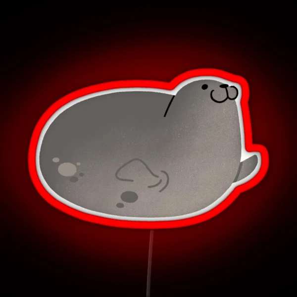 Cute Mochi Seal Round Mochi Up RGB Neon Sign