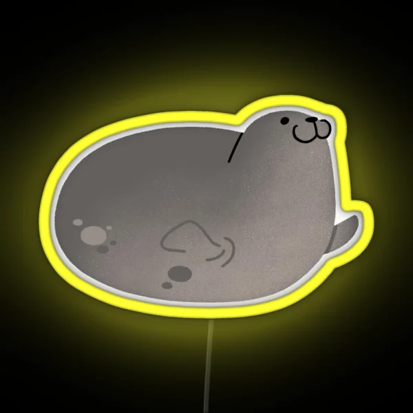 Cute Mochi Seal Round Mochi Up RGB Neon Sign
