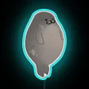 Neon Mochi Seal Wall Sign Illuminates with Vibrant Rainbow Colors Brightly