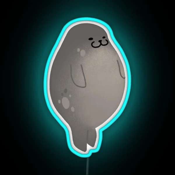 Cute Mochi Seal Round Seal Standing RGB Neon Sign
