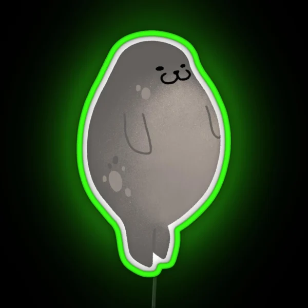 Cute Mochi Seal Round Seal Standing RGB Neon Sign