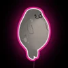 Adorable round Mochi seal shines brightly with colorful neon lights.