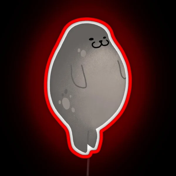 Cute Mochi Seal Round Seal Standing RGB Neon Sign