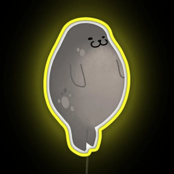 Cute Mochi Seal Round Seal Standing RGB Neon Sign