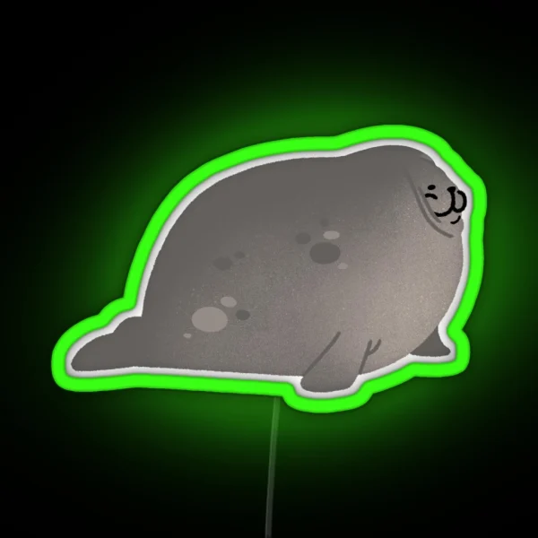 Cute Mochi Seal Squished Mochi Seal RGB Neon Sign