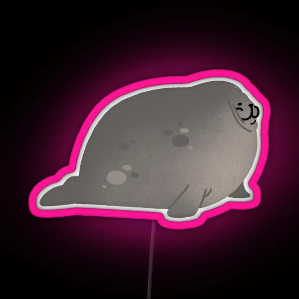 Cute Mochi Seal Squished Mochi Seal RGB Neon Sign