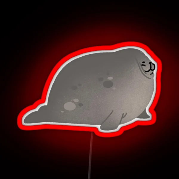 Cute Mochi Seal Squished Mochi Seal RGB Neon Sign