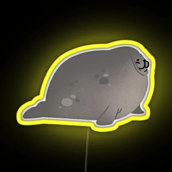 Cute Mochi Seal Squished Mochi Seal RGB Neon Sign