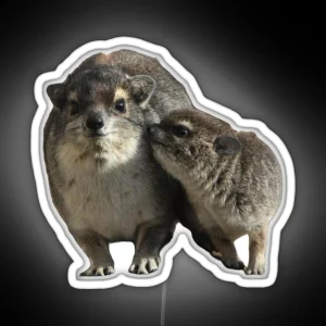 Cute Mom And Baby Hyrax RGB Neon Sign