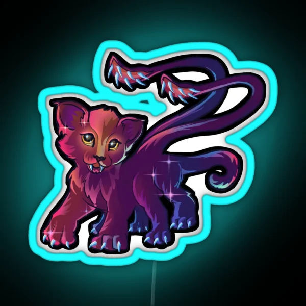Cute Monster Crystal Cave NO BACKGROUND RGB Neon Sign