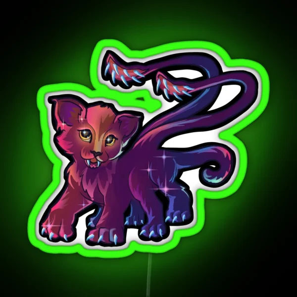 Cute Monster Crystal Cave NO BACKGROUND RGB Neon Sign