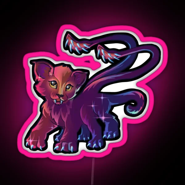 Cute Monster Crystal Cave NO BACKGROUND RGB Neon Sign