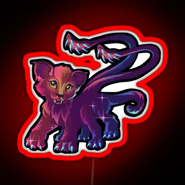 Cute Monster Crystal Cave NO BACKGROUND RGB Neon Sign