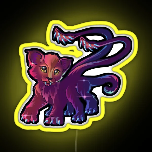 Cute Monster Crystal Cave NO BACKGROUND RGB Neon Sign