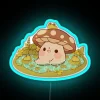 RGB Neon Sign: Whimsical Frog Pond Scene with Mushroom Accent Glow