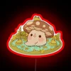 RGB Neon Sign: Whimsical Mushroom Floating on Frog Pond Water