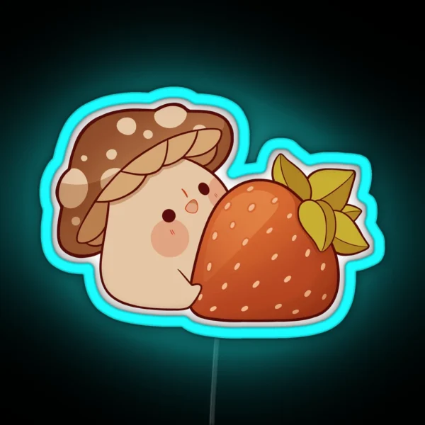 Cute Mushroom With Strawberry RGB Neon Sign