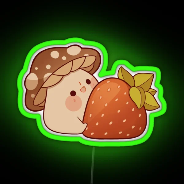 Cute Mushroom With Strawberry RGB Neon Sign