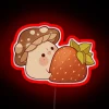 Neon Mushroom Friends: Whimsical Strawberry-Shaped Sign with Bright RGB Glow