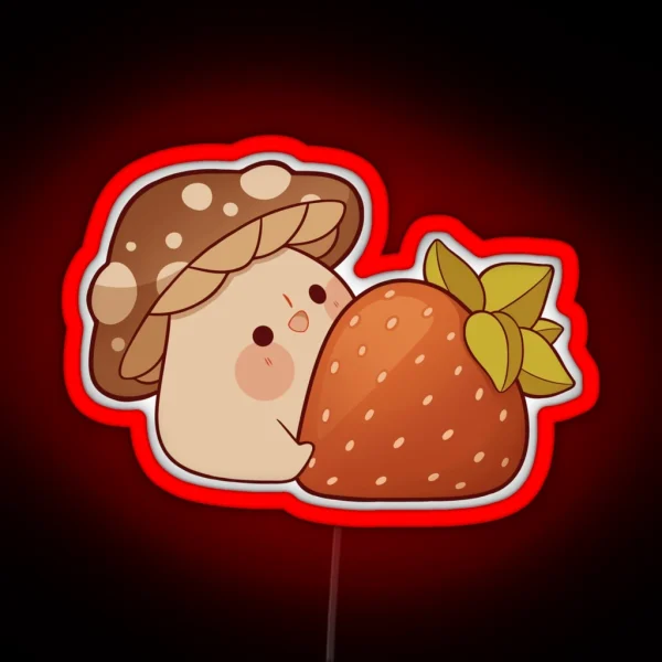 Cute Mushroom With Strawberry RGB Neon Sign