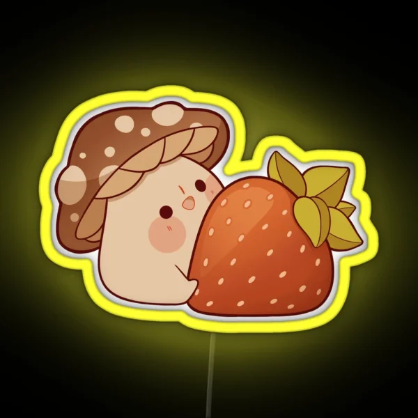 Cute Mushroom With Strawberry RGB Neon Sign