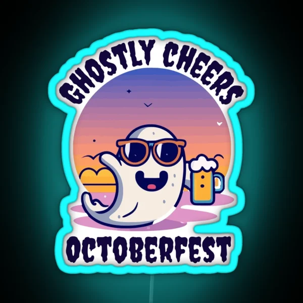 Cute Octoberfest Ghost RGB Neon Sign