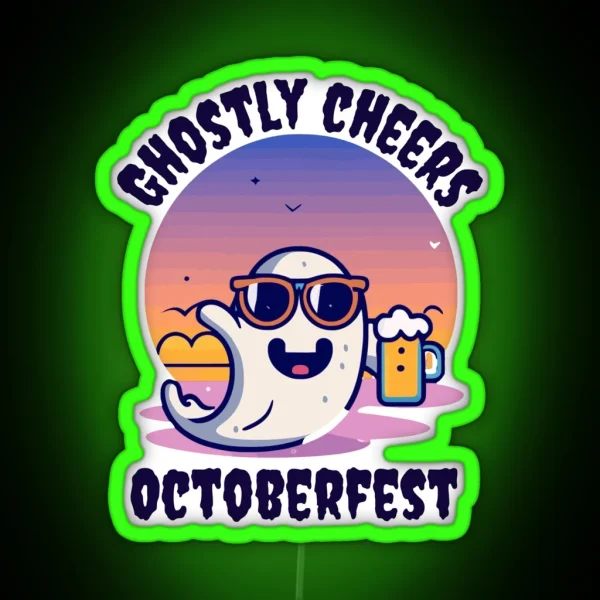 Cute Octoberfest Ghost RGB Neon Sign