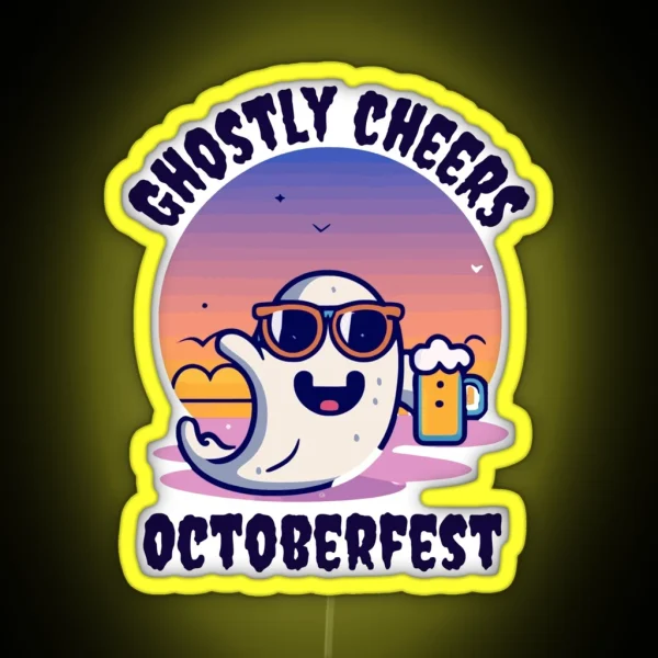 Cute Octoberfest Ghost RGB Neon Sign