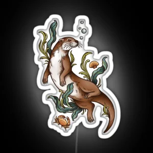 Cute Otter With Kelp Fairy Grunge Cottagecore Witchcraft Woods Occult Forestcore Green Witch RGB Neon Sign