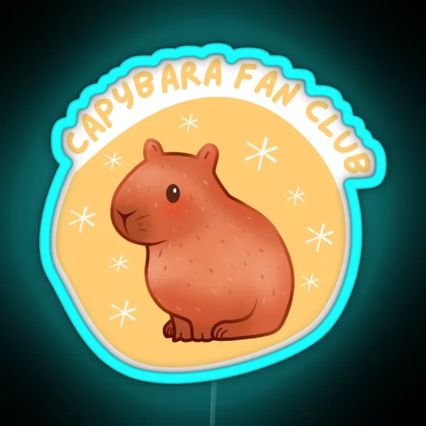 Cute Pastel Capybara Fan Club RGB Neon Sign