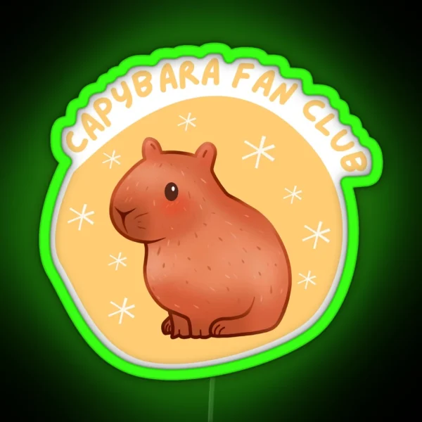 Cute Pastel Capybara Fan Club RGB Neon Sign