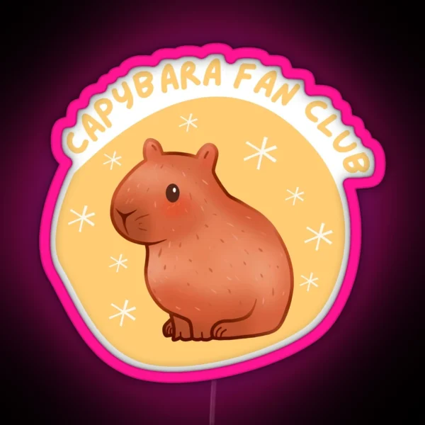 Cute Pastel Capybara Fan Club RGB Neon Sign