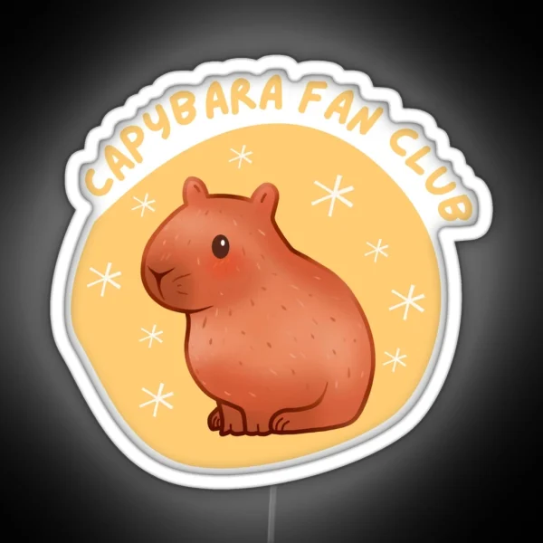 Cute Pastel Capybara Fan Club RGB Neon Sign
