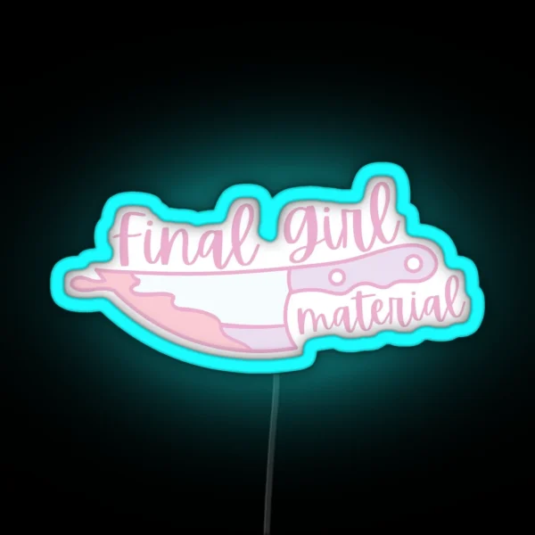 Cute Pastel Pink Final Girl Scream Queen Graphic RGB Neon Sign