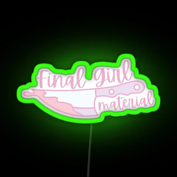 Cute Pastel Pink Final Girl Scream Queen Graphic RGB Neon Sign