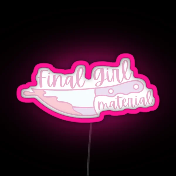 Cute Pastel Pink Final Girl Scream Queen Graphic RGB Neon Sign