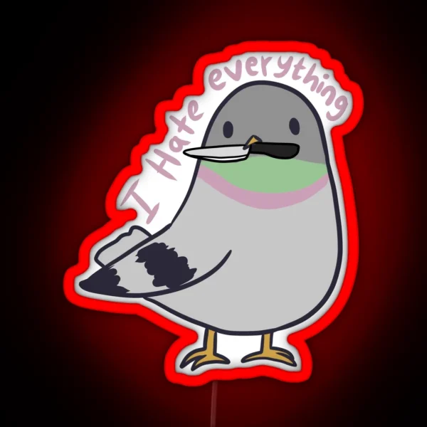 Cute Pigeon Hates Everything RGB Neon Sign