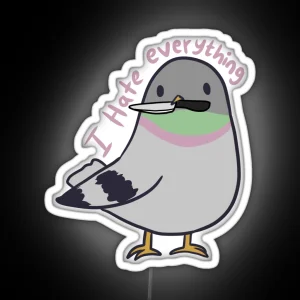 Cute Pigeon Hates Everything RGB Neon Sign